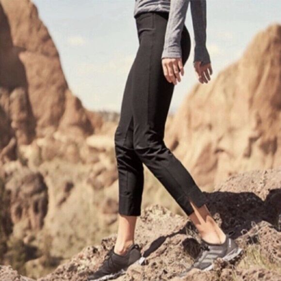 ATHLETA Pants Womens Sz 16 Black Wander Slim Ankle Stretch Side Slit - Picture 13 of 13
